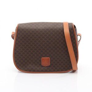 Celine Shoulder Bag Macadam Dark Brown Leather Macadam